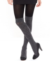 Get the best of both worlds with these opaque tights from Hot Sox that feature built-in patterned knee highs. They'll add instant allure to your work or weekend attire. Get the best of both worlds with these opaque tights from Hot Sox that feature built-in patterned knee highs. They'll add instant allure to your work or weekend attire.