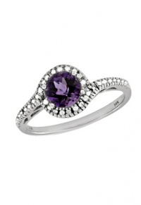Effy Jewlery 14K White Gold Amethyst and Diamond Ring, .73 TCW Ring size 7 Effy Jewlery 14K White Gold Amethyst and Diamond Ring, .73 TCW Ring size 7
