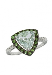 Effy Jewlery 14K White Gold Green Amethyst & Diamond Ring, 3.0 TCW Ring size 7