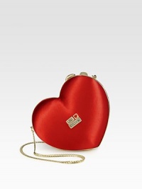A sweet and charming style in smooth satin embellished with logo plaques.Concealable chain shoulder strap, 21 dropMagnetic top closureFully lined6¼W X 5½H X 1¼DImported A sweet and charming style in smooth satin embellished with logo plaques.Concealable chain shoulder strap, 21 dropMagnetic top closureFully lined6¼W X 5½H X 1¼DImported