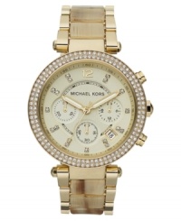 Natural hues and glitzy shine adorn this Parker collection watch from Michael Kors. Natural hues and glitzy shine adorn this Parker collection watch from Michael Kors.