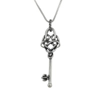 Sterling Silver Celtic Key Heart Gift Pendant Necklace Sterling Silver Celtic Key Heart Gift Pendant Necklace