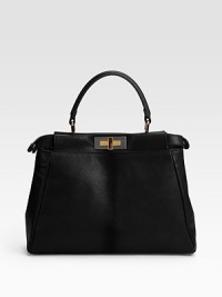 Sumptuous goatskin and calfskin with a structured silhouette, features signature Zucca logo lining.Top handle, 4½ drop Adjustable shoulder strap, 15-26 drop Turnlock closure Protective metal feet One inside zip pocket Fully lined 13W X 10H X 4D Made in Italy Sumptuous goatskin and calfskin with a structured silhouette, features signature Zucca logo lining.Top handle, 4½ drop Adjustable shoulder strap, 15-26 drop Turnlock closure Protective metal feet One inside zip pocket Fully lined 13W X 10H X 4D Made in Italy