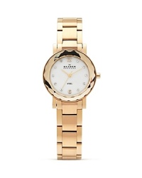 Skagen Faceted Bezel Bronze Steel Link Watch, 27.5mm Skagen Faceted Bezel Bronze Steel Link Watch, 27.5mm