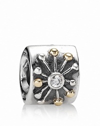An oxidized silver PANDORA charm featuring a star design with 14K gold accents and a sparkling zirconia center. An oxidized silver PANDORA charm featuring a star design with 14K gold accents and a sparkling zirconia center.