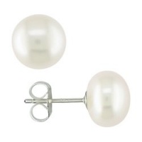 Sterling Silver Freshwater White Button Pearls Earrings (8-9 mm) Sterling Silver Freshwater White Button Pearls Earrings (8-9 mm)