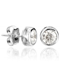 Simple yet sophisticated. CRISLU's sparkling style is perfect for smaller ears. Round-cut, bezel-set cubic zirconias (1 ct. t.w.) shine within a platinum over sterling silver setting. Approximate diameter: 5 mm. Simple yet sophisticated. CRISLU's sparkling style is perfect for smaller ears. Round-cut, bezel-set cubic zirconias (1 ct. t.w.) shine within a platinum over sterling silver setting. Approximate diameter: 5 mm.