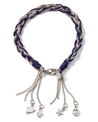 Embrace an artistic outlook with this braided cord bracelet from Good Charma, accented by dangling sterling silver charms. Embrace an artistic outlook with this braided cord bracelet from Good Charma, accented by dangling sterling silver charms.