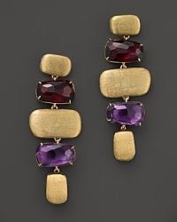 Exclusively at Bloomingdale's, hand-engraved 18K gold is paired with rhodalite garnet and amethyst in these exquisite drop earrings from Marco Bicego. Exclusively at Bloomingdale's, hand-engraved 18K gold is paired with rhodalite garnet and amethyst in these exquisite drop earrings from Marco Bicego.