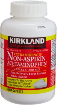 Kirkland Signature Extra Strength Non-Aspirin Acetaminophen 500MG Caplets, 500-Count Bottle