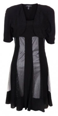 R&M Richards Women's Jersey Panel Skirt Dress Set (Petite Medium, Black/Silver) R&M Richards Women's Jersey Panel Skirt Dress Set (Petite Medium, Black/Silver)