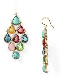 Take this season's high-voltage hues to your jewel box with these teardrop chandelier earrings from Lauren Ralph Lauren, accented by 14-karat gold plate and cascading colorful gems. Take this season's high-voltage hues to your jewel box with these teardrop chandelier earrings from Lauren Ralph Lauren, accented by 14-karat gold plate and cascading colorful gems.
