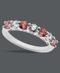 Pink perfection. Arabella's sparkling ring features alternating round-cut Swarovski zirconias in pink (1-1/4 ct. t.w.) and white (9/10 ct. t.w.). Crafted in sterling silver. Size 7. Pink perfection. Arabella's sparkling ring features alternating round-cut Swarovski zirconias in pink (1-1/4 ct. t.w.) and white (9/10 ct. t.w.). Crafted in sterling silver. Size 7.