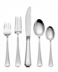 Tailored and understated in polished sterling silver, the Fairfax flatware set from Gorham's collection of place settings has a distinctive pattern that coordinates with a wide range of contemporary formal atmospheres. Tailored and understated in polished sterling silver, the Fairfax flatware set from Gorham's collection of place settings has a distinctive pattern that coordinates with a wide range of contemporary formal atmospheres.