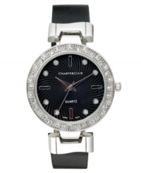 Shimmering crystals complement the black design of this Charter Club watch. Shimmering crystals complement the black design of this Charter Club watch.