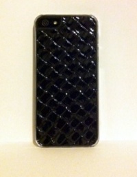 Leather Back Plastic Hard Case for the iPhone 5 - Black High Gloss Leather Back Plastic Hard Case for the iPhone 5 - Black High Gloss