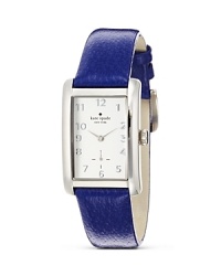 A vibrant cobalt leather strap brings on-trend edge to this classic, lady-like timepiece from kate spade new york. A vibrant cobalt leather strap brings on-trend edge to this classic, lady-like timepiece from kate spade new york.