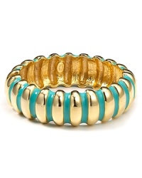 Make Kenneth Jay Lane's vintage-inspired style your signature with this turquoise ridged cuff, rimmed in gold. It's a classic choice with cool credentials. Make Kenneth Jay Lane's vintage-inspired style your signature with this turquoise ridged cuff, rimmed in gold. It's a classic choice with cool credentials.