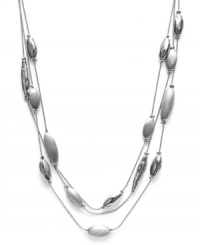 Layers of shining accents stack up classic style on Charter Club's four-row necklace. Finished with a toggle closure. Crafted in brushed silver tone mixed metal. Approximate length: 18 inches. Approximate drop: 1 inch. Layers of shining accents stack up classic style on Charter Club's four-row necklace. Finished with a toggle closure. Crafted in brushed silver tone mixed metal. Approximate length: 18 inches. Approximate drop: 1 inch.