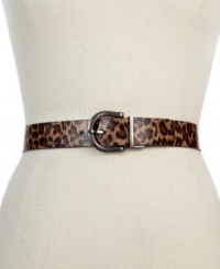 Opt for something fierce or femme fatal to finish your look with this reversible cheetah print or midnight black belt from Style&co. Pair it with slim skirts or flirty frocks for instant attitude. Opt for something fierce or femme fatal to finish your look with this reversible cheetah print or midnight black belt from Style&co. Pair it with slim skirts or flirty frocks for instant attitude.