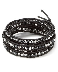 This signature Chan Luu leather and agate stone wrap bracelet flirts with a rugged and very romantic spirit, styled to layer your wrist in eclectic, bohemian glamour. This signature Chan Luu leather and agate stone wrap bracelet flirts with a rugged and very romantic spirit, styled to layer your wrist in eclectic, bohemian glamour.