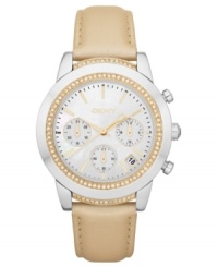 Raise a glass to this neutral-chic chronograph timepiece from DKNY. Raise a glass to this neutral-chic chronograph timepiece from DKNY.