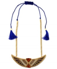Take flight. RACHEL Rachel Roy takes you under its wing with this statement necklace. Crafted from gold-tone mixed metal and features glass accents for the perfect style lift. Approximate length: 14-1/2 to 32 inches. Approximate diameter: 5-1/2 inches. Take flight. RACHEL Rachel Roy takes you under its wing with this statement necklace. Crafted from gold-tone mixed metal and features glass accents for the perfect style lift. Approximate length: 14-1/2 to 32 inches. Approximate diameter: 5-1/2 inches.
