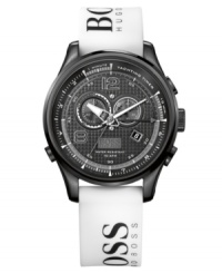 With a yachting timer and regatta-inspired accents, this Hugo Boss chronograph watch is perfect for those whose hearts belong to the sea. With a yachting timer and regatta-inspired accents, this Hugo Boss chronograph watch is perfect for those whose hearts belong to the sea.