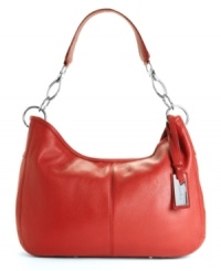 Glossy gunmetal hooks add an industrial-chic edge to this so-now hobo bag from Calvin Klein. Choose from patent snakeskin, classic black or a trio of trendy metallic hues. Glossy gunmetal hooks add an industrial-chic edge to this so-now hobo bag from Calvin Klein. Choose from patent snakeskin, classic black or a trio of trendy metallic hues.