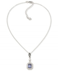 Center of attention. Carolee offers a sparkling glass stone in the middle of this pendant. It's crafted from silver-tone mixed metal and features glass accents for a refined touch. Approximate length: 16 inches + 2-inch extender. Approximate drop: 1-5/8 inches. Center of attention. Carolee offers a sparkling glass stone in the middle of this pendant. It's crafted from silver-tone mixed metal and features glass accents for a refined touch. Approximate length: 16 inches + 2-inch extender. Approximate drop: 1-5/8 inches.