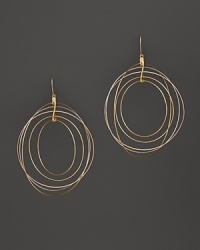 A mix of hoops in white, rose and yellow gold make up these artful earrings from Lana. A mix of hoops in white, rose and yellow gold make up these artful earrings from Lana.
