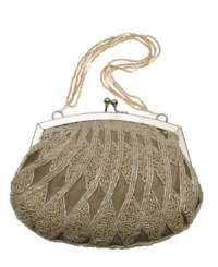 Pearly tonal beads create an elegant pattern on the vintage-inspired frame purse by La Regale. Pearly tonal beads create an elegant pattern on the vintage-inspired frame purse by La Regale.