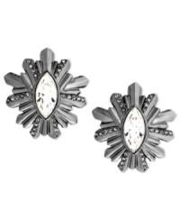 Beautiful bursts. This pair of stud earrings from Givenchy is crafted from hematite-tone mixed metal with glass crystals bringing the luster. Approximate drop: 1-1/4 inches. Beautiful bursts. This pair of stud earrings from Givenchy is crafted from hematite-tone mixed metal with glass crystals bringing the luster. Approximate drop: 1-1/4 inches.