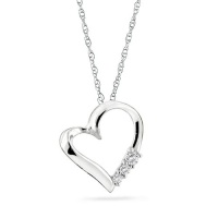 10k Gold 3-stone Diamond Heart Pendant with 18 Chain (1/10 Cttw; I-J Color) 10k Gold 3-stone Diamond Heart Pendant with 18 Chain (1/10 Cttw; I-J Color)