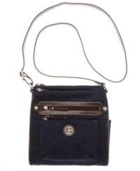 For the girl-on-the, this compact crossbody by Giani Bernini is the obvious choice. Signature jacquard and silver-tone hardware add instant appeal, while plenty of pockets offer easy access to all the essentials. For the girl-on-the, this compact crossbody by Giani Bernini is the obvious choice. Signature jacquard and silver-tone hardware add instant appeal, while plenty of pockets offer easy access to all the essentials.