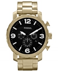 This Nate collection timepiece boasts a sleek design with golden structured steel. This Nate collection timepiece boasts a sleek design with golden structured steel.