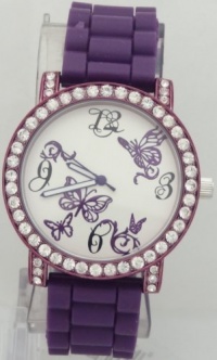 Mark Naimer Butterfly Purple Watch Rhinestone on Bezel Purple Case N Silicon Rubber Band Mark Naimer Butterfly Purple Watch Rhinestone on Bezel Purple Case N Silicon Rubber Band