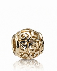 Angular spiral lines adorn this gleaming 14K gold PANDORA charm. Angular spiral lines adorn this gleaming 14K gold PANDORA charm.