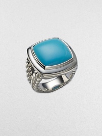 From the Albion Collection. A classic Yurman design, offering brilliant turquoise on a split cable band of sterling silver.Turquoise Sterling silver About ½ square Imported From the Albion Collection. A classic Yurman design, offering brilliant turquoise on a split cable band of sterling silver.Turquoise Sterling silver About ½ square Imported