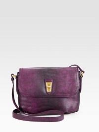 A feminine style in luxurious snake embossed leather; perfect for all your essentials.Adjustable shoulder strap, 17½-22 dropTurnlock flap closureOne inside zip pocketTwo inside open pocketsFully lined10W X 8H X 2½DImported A feminine style in luxurious snake embossed leather; perfect for all your essentials.Adjustable shoulder strap, 17½-22 dropTurnlock flap closureOne inside zip pocketTwo inside open pocketsFully lined10W X 8H X 2½DImported