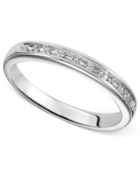 Make a special moment even more so with this engagement band. It's crafted in sterling silver with round-cut diamond accents adding a lustrous touch. Size 5, 5-1/2, 6, 6-1/2, 7, 7-1/2 and 8. Make a special moment even more so with this engagement band. It's crafted in sterling silver with round-cut diamond accents adding a lustrous touch. Size 5, 5-1/2, 6, 6-1/2, 7, 7-1/2 and 8.