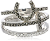 Judith Jack Mini Items Sterling Silver, Marcasite Cross and Horseshoe Stack Ring, Size 7 Judith Jack Mini Items Sterling Silver, Marcasite Cross and Horseshoe Stack Ring, Size 7