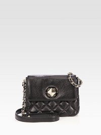 A demure flap-front design crafted from soft pebble-grain leather, quilted throughout the body and finished with polished turnlock hardware.Leather and chain shoulder strap, 22 dropTurnlock flap closureOne inside open pocketCotton lining9½W X 6½H X 2DImported A demure flap-front design crafted from soft pebble-grain leather, quilted throughout the body and finished with polished turnlock hardware.Leather and chain shoulder strap, 22 dropTurnlock flap closureOne inside open pocketCotton lining9½W X 6½H X 2DImported