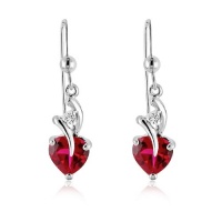3.00 Carat tw Ruby & White Sapphire Heart Drop Earrings in Sterling Silver 3.00 Carat tw Ruby & White Sapphire Heart Drop Earrings in Sterling Silver