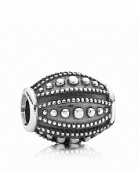 An intricately detailed charm in polished and oxidized silver adds texture to your PANDORA bracelet. An intricately detailed charm in polished and oxidized silver adds texture to your PANDORA bracelet.