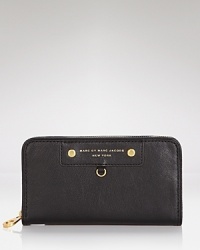 Store your stash like a schoolgirl and grab MARC BY MARC JACOBS' leather wallet. Slide the card and cash-keeper into a shapely satchel for stylish extra credit. Store your stash like a schoolgirl and grab MARC BY MARC JACOBS' leather wallet. Slide the card and cash-keeper into a shapely satchel for stylish extra credit.
