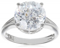 Platinum Plated Sterling Silver 100 Facets Collection Solitaire Cubic Zirconia Ring (4.25 cttw) Platinum Plated Sterling Silver 100 Facets Collection Solitaire Cubic Zirconia Ring (4.25 cttw)