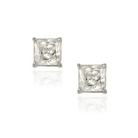 1.2ct Sterling Silver Square CZ Stud Earrings 5mm 1.2ct Sterling Silver Square CZ Stud Earrings 5mm
