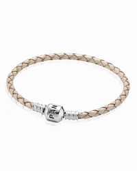 Charms and clips shine against PANDORA's leather single wrap bracelet. A sterling silver signature clasp lends an added touch of luxe. Charms and clips shine against PANDORA's leather single wrap bracelet. A sterling silver signature clasp lends an added touch of luxe.