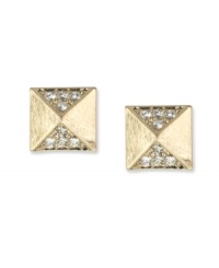 Totally trendy. Grommets are all the rage as an edgy embellishment, and RACHEL Rachel Roy interprets them in these stylish stud earrings. Embellished with glittering glass accents and crystals, they're made in gold tone mixed metal. Approximate diameter: 3/4 inch. Totally trendy. Grommets are all the rage as an edgy embellishment, and RACHEL Rachel Roy interprets them in these stylish stud earrings. Embellished with glittering glass accents and crystals, they're made in gold tone mixed metal. Approximate diameter: 3/4 inch.